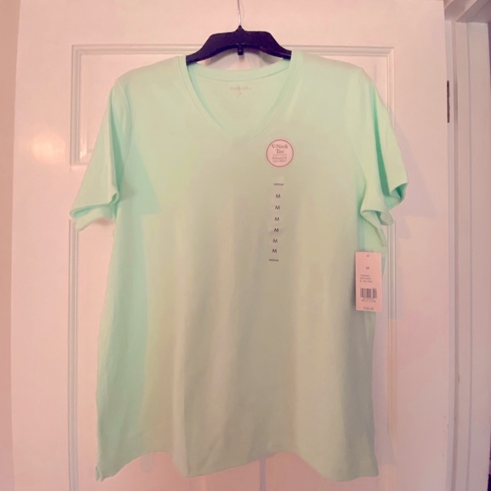 Kim Rogers V-Neck Tee - Medium Mint Green